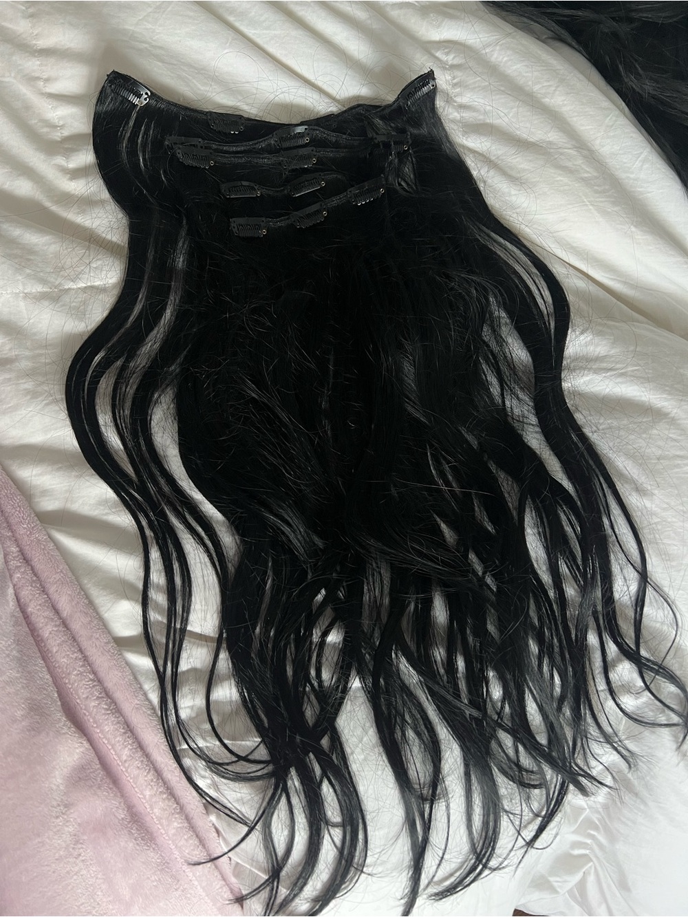 25” Black Clip-In Hair Extensions - Secure Multi-Clip Weft